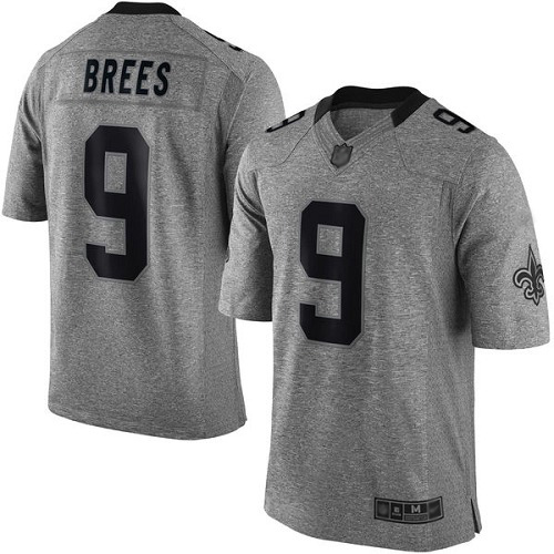 Men New Orleans Saints Limited Gray Drew Brees Jersey NFL Football 9 Gridiron Jersey